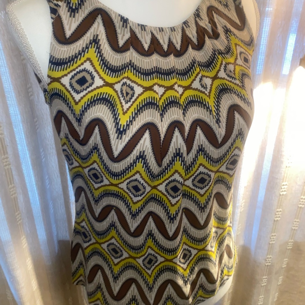 Tory Burch Multicolor Zigzag Silk  Tank Top Size Small